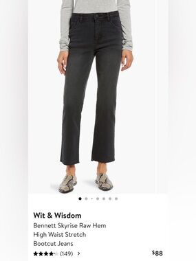 Wit & Wisdom Bennett Black Skyrise Raw Hem High Waist Stretch Bootcut Jeans